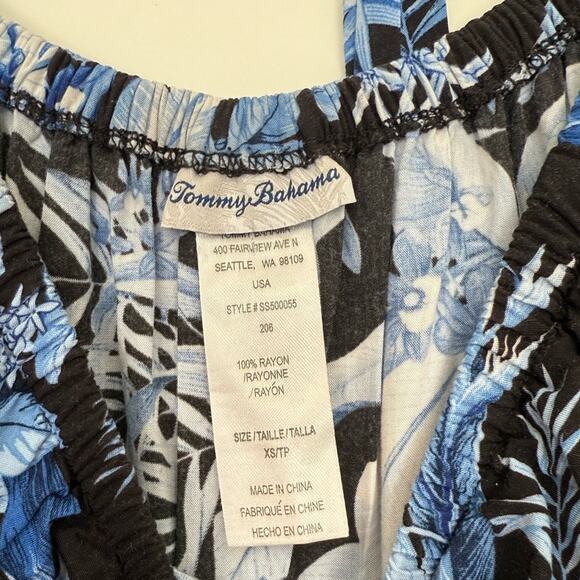 Tommy Bahama Off the Shoulder Blue Tropical Jumpsuit - Picture 6 of 9